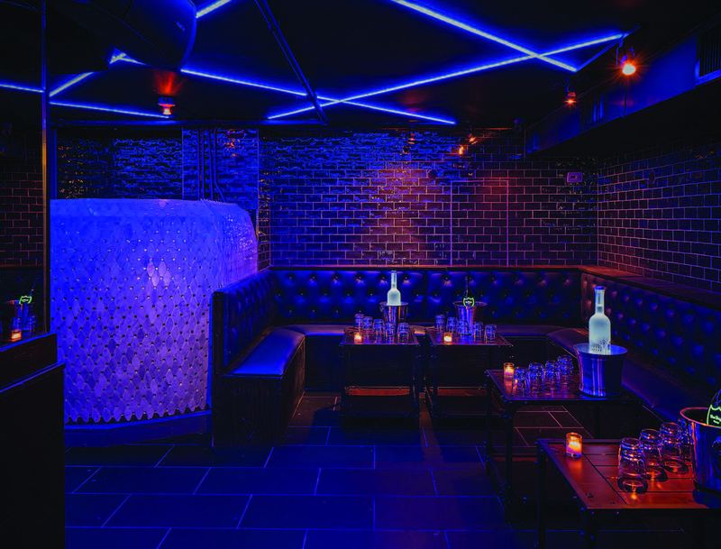 Banquette seating with bottle service